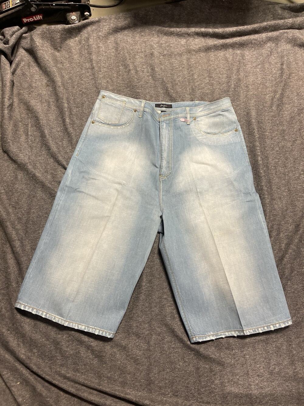 Sean John Shorts Mens 42 Tall Light Wash Denim Shorts Hip Hop Y2K